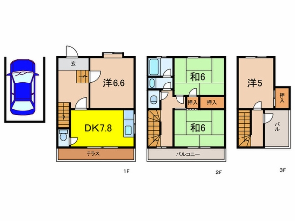 4DK Terrace House・Town House For Rent in Hyogo Kobeshi Higashi-Nada-ku ...